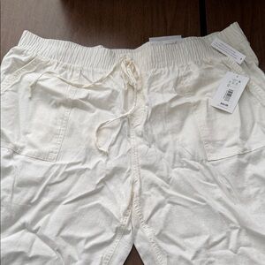 Westbound white linen blend Elastic Waist Pants PXL